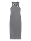 Area Crystal-embellished Ribbed Midi Dress In Gray