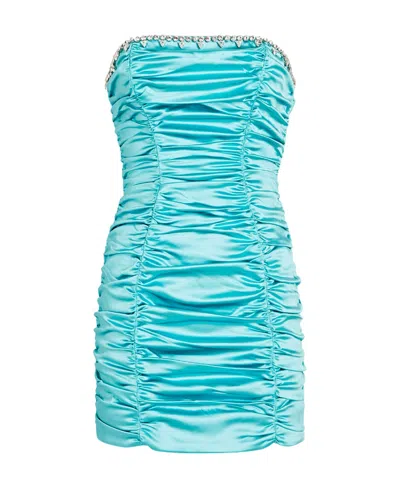 AREA CRYSTAL-EMBELLISHED RUCHED MINI DRESS