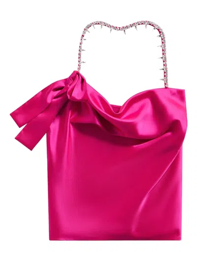 Area Crystal-embellished Satin Halterneck Top In Pink