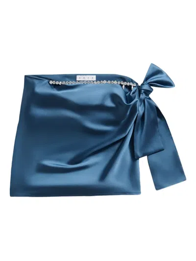 Area Crystal-embellished Satin Mini Skirt In Blue