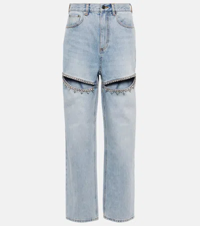 Area Crystal Slit Jeans In Light Blue
