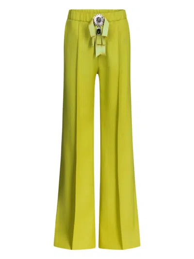 Area Crystal-embellished Trousers In 绿色