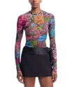 Area Crystal Embellished Tulle Top In Multi