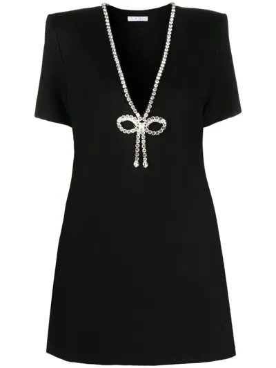 Area Crystal-embellished Stretch-ponte Mini Dress In Black
