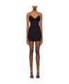 Area Crystal Embellished Cup Stretch Wool Minidress In Brown