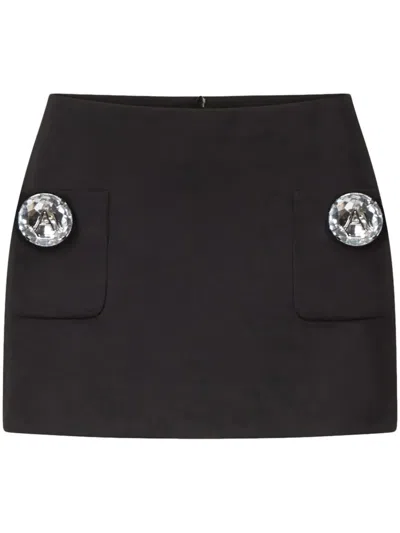 Area Embellished Wool-twill Mini Skirt In Black