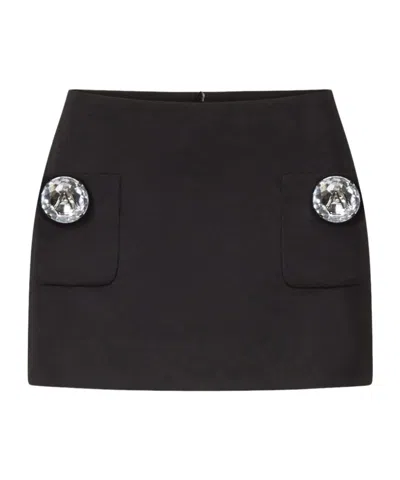 Area Embellished Wool-twill Mini Skirt In Black