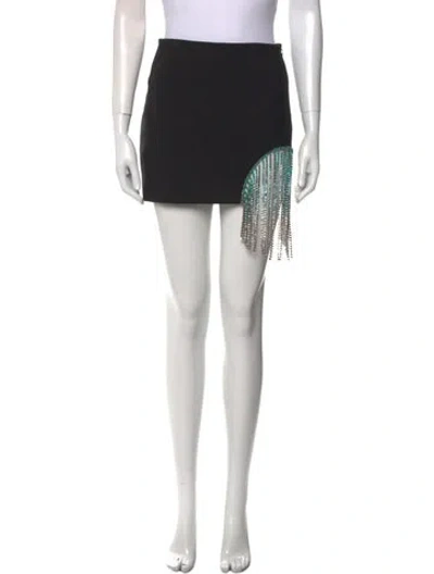 Pre-owned Area Crystal Embellishments Mini Skirt In Black