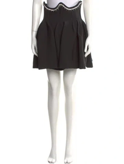Pre-owned Area Crystal Embellishments Mini Skirt In Black