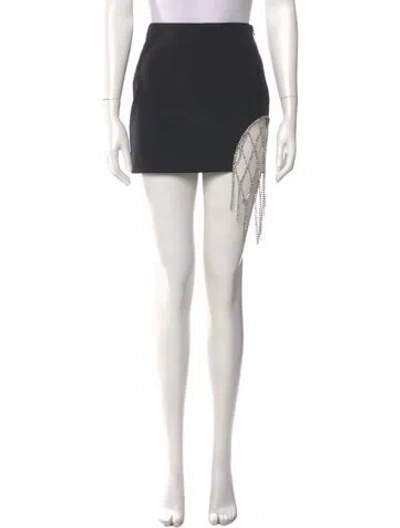 Pre-owned Area Crystal Embellishments Mini Skirt In Black
