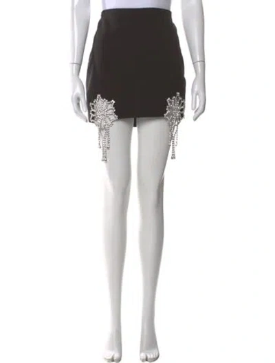 Pre-owned Area Crystal Embellishments Mini Skirt In Black