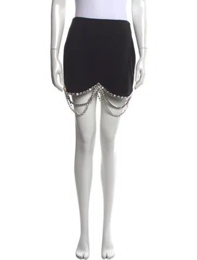 Pre-owned Area Crystal Embellishments Mini Skirt In Black