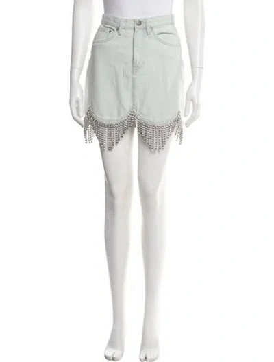 Pre-owned Area Crystal Embellishments Mini Skirt In Blue