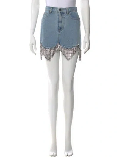 Pre-owned Area Crystal Embellishments Mini Skirt In Blue
