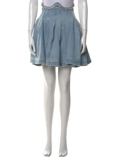 Pre-owned Area Crystal Embellishments Mini Skirt In Blue
