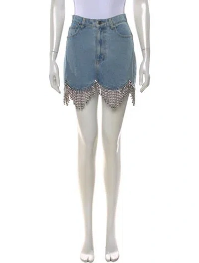 Pre-owned Area Crystal Embellishments Mini Skirt In Blue