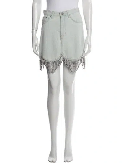 Pre-owned Area Crystal Embellishments Mini Skirt In Blue