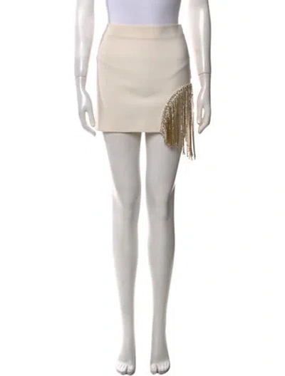 Pre-owned Area Crystal Embellishments Mini Skirt In Neutral