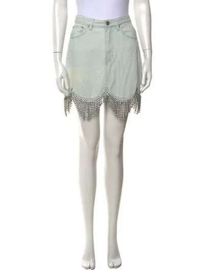 Pre-owned Area Crystal Embellishments Mini Skirt W/ Tags In Blue