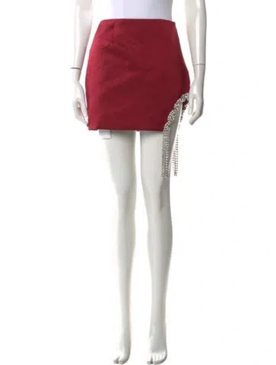 Pre-owned Area Crystal Embellishments Mini Skirt W/ Tags In Red