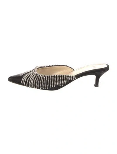 Pre-owned Area Crystal Embellishments Mules In Black