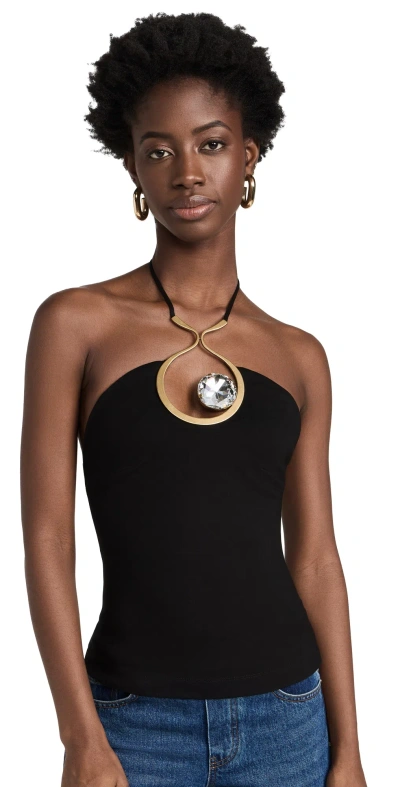 Area Crystal-emblished Halter Top In Black