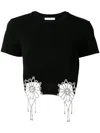 Area Crystal Flower Detail T-shirt In Black