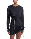Area Crystal Flower Draped Long Sleeve Crop Top
