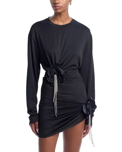 AREA CRYSTAL FLOWER DRAPED TOP