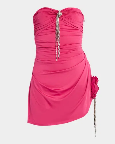 Area Crystal-embellished Draped Mini Dress In Pink
