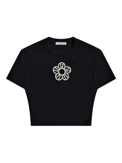 Area Crystal-flower T-shirt In Black