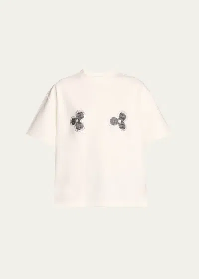 Area Crystal Flower T-shirt In Whipped White