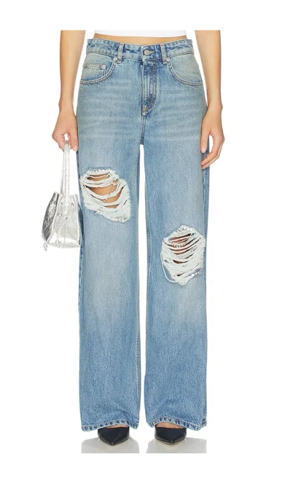 Area Crystal Fray Relaxed Jean In Blue