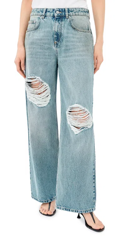 Area Crystal Fray Relaxed Jeans Medium Blue In Multi