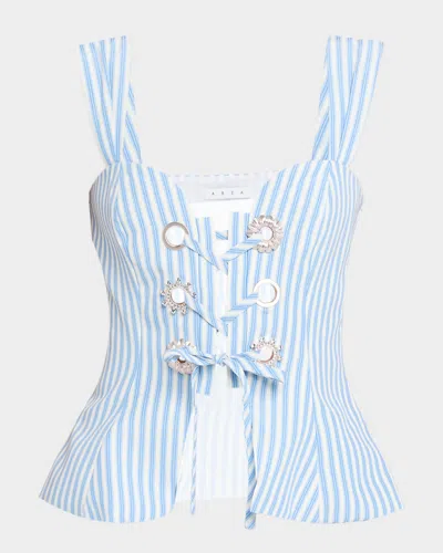 AREA CRYSTAL GROMMET LACED STRIPE TOP
