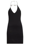 Area Crystal-embellished Cady Halterneck Mini Dress In Black
