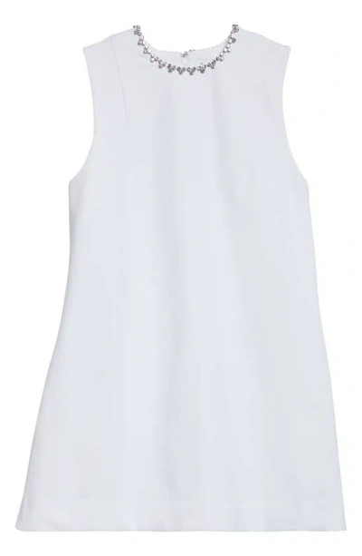 Area Crystal Heart Back Cutout Ponte Minidress In White