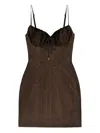 Area Crystal Hotfix Mini Dress In Brown