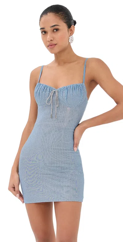 Area Crystal Hotfix Mini Dress Sky Blue