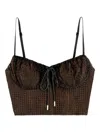Area Crystal Hotfix Top In Brown