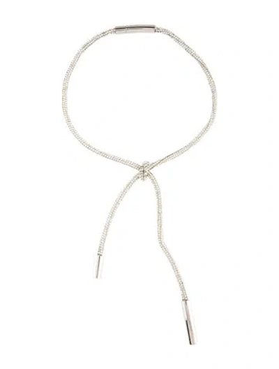Pre-owned Area Crystal Knot Choker Necklace, 13" In Transparent