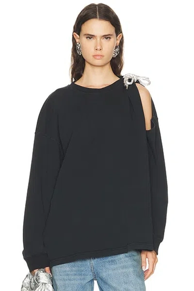 Area Crystal Knot Long Sleeve T-shirt In Black