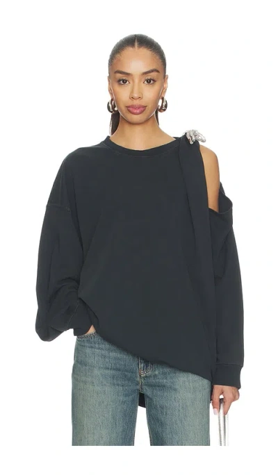 Area Crystal Knot Long Sleeve T-shirt In Black