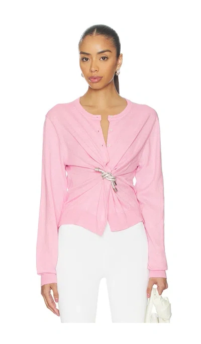 Area Crystal Knot Sweater In Pink