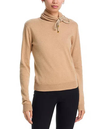 Area Crystal Knot Turtleneck Sweater In Brown