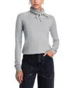 Area Crystal Knot Turtleneck Sweater In Gray