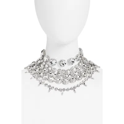 Area Crystal Layered Choker Necklace