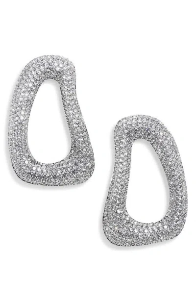 Area Crystal Link Drop Earrings In Antique Silver