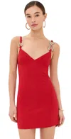 Area Crystal-link Strap Mini Dress In Carmine
