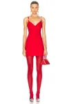 Area Crystal-link Strap Mini Dress In Carmine